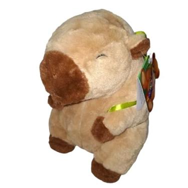 Imagem de Brinquedo De Pelúcia Capivara Com Mochila Tartaruga Fofinha (BEGE)