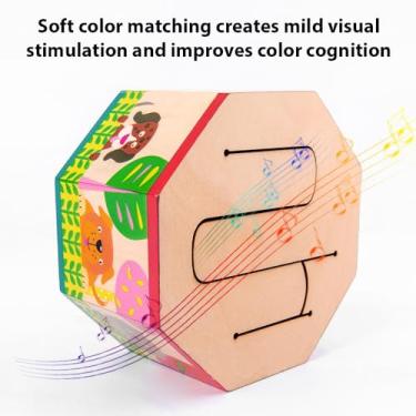 Imagem de Desenhos animados Tambor De Madeira 3 Tom Alto Médio Baixa Mão Bateria Octogonal Percussão Ritmo Instrumento Eco Friendly Seguro para Crianças Iniciantes Música Entusiastas