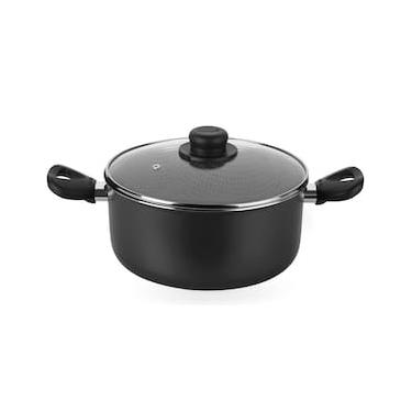 Imagem de Caçarola Multiflon Gourmet em Alumínio com Revestimento Antiaderente 7 Camadas, Tampa de Vidro com Saída de Vapor e Alças em Baquelite Grafite - 26 cm