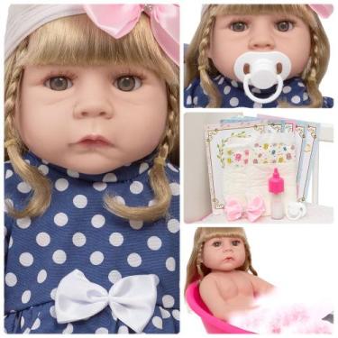 Imagem de Bebe Reborn Corpo de Vinil Siliconado Menina Loira Grande - Cegonha Re