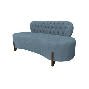 Imagem de Sofá 2 Lugares Orgânico Curvo Tókio 150cm Linho Azul - Mazzero Decor