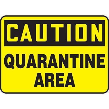 Imagem de Accuform Placa de alumínio MCHL671VA, legenda "CAUTION QUARANTINE AREA", 17,8 cm de comprimento x 25,4 cm de largura, preto em amarelo