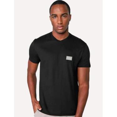 Imagem de Camiseta Calvin Klein Jeans Masculina Gola V Light Square Preta, L/G