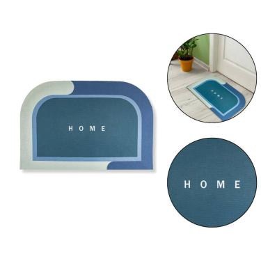 Imagem de Tapete Reto Home Azul Casa Apto Antiderrapante Emborrachado