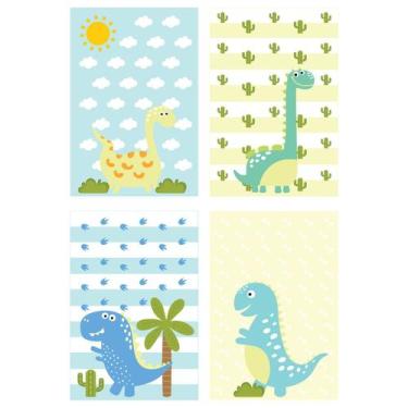 Imagem de Kit Placa Decorativa MDF Infantil Dinossauro Baby 4un - Quartinhos
