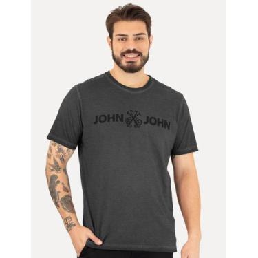 Imagem de Camiseta John John Masculina JJ Basic Logo Stone Cinza Escuro, S/P