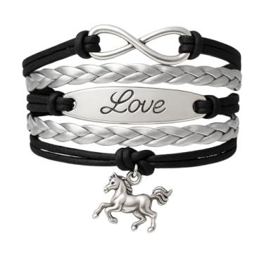 Imagem de Pulseira de presente de cavalo para meninas e mulheres, joias delicadas para cavalos, presentes para meninas, adolescentes, amantes de cavalos, joias equestres, pingente de pônei, Regular, Zinco, Sem pedra