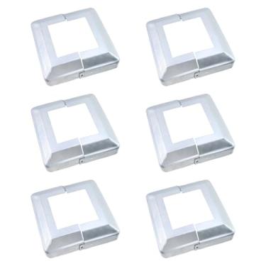 Imagem de Tsnamay 6 peças de saia quadrada de aço zinco cinza para corrimão de cerca de escada decorativa dividida para corrimão de cerca de escada de 8 cm x 80 mm