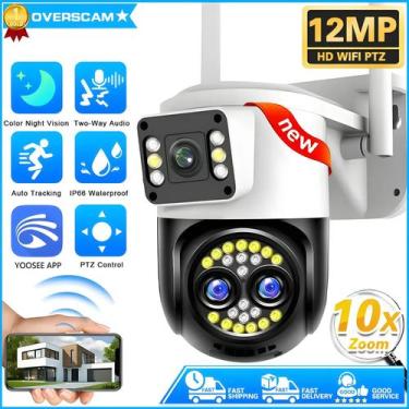 Imagem de Câmera Inteligente Externa Sem Fio 6K 12MP WiFi Três Lentes 10X Zoom V