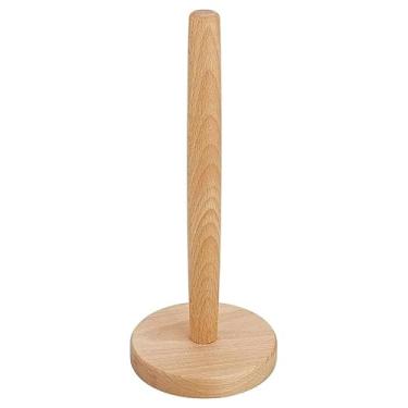 Imagem de Suporte organizador porta papel toalha de bambu com base redonda 12x29,5