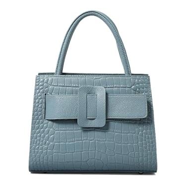 Imagem de Sacola de couro genuíno de alta qualidade com estampa de crocodilo com alça de ombro removível, ampla capacidade de armazenamento, bolsa, bolsa de mão