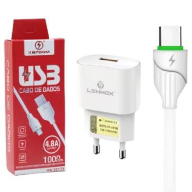 Imagem de Kit Carregador Compatível Com LG K71 _ Cabo Tipo C e Fonte - LEHMOX