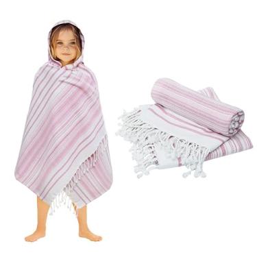 Imagem de ORIGINAL KIDS Toalha de banho com capuz Fouta com franjas - pacote com 2 100% algodão - sem areia - leve - secagem rápida - toalha de banho banho super absorvente hammam piscina para crianças - 76 x