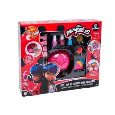 Imagem de Kit Manicure Infantil Ladybug Miraculous Com Esmalte Glitter e Acessór