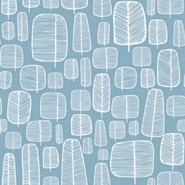 Imagem de Papel De Parede Adesivo Árvore Azul E Branca 5m