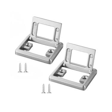 Imagem de YLXSS Puxador de liga de zinco de 4 cores, puxadores retangulares em concha, puxador quadrado para porta de armário com parafusos (prata, pequeno, distância do furo: 32 mm)