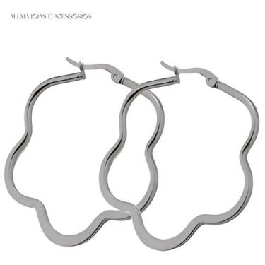 Imagem de Brinco De Argola Flor De Ameixa Prata Dourado Rosê Preto Bijuteria Bij