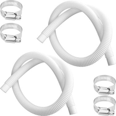 Imagem de Mangueira de piscina de 3,2 cm x 0,9 m para piscinas acima do solo, mangueira flexível de 3,5 cm compatível com Intex, Coleman, Summer Waves, XtremepowerUS, Bestway, bombas de filtro de areia (branco
