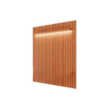 Imagem de Painel Home p/ TV até 65 Pol Maragogi Ripado 1.85 c/ Led e Prateleira 185cm Cinamomo - Permóbili