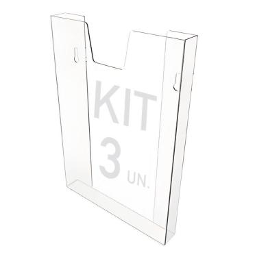 Imagem de Kit 3 Displays Porta Folha Prontuário Parede A4 Acrílico Ps