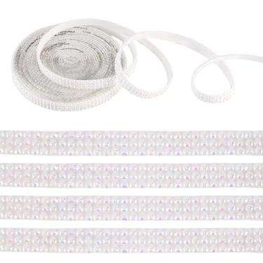 Imagem de FASHEWELRY Adesivos de imitação de pérola branca de 3 metros fita de strass deslumbrante tiras de strass brilhante fita de strass para artesanato, telefone, carro, casamento, formatura, boné