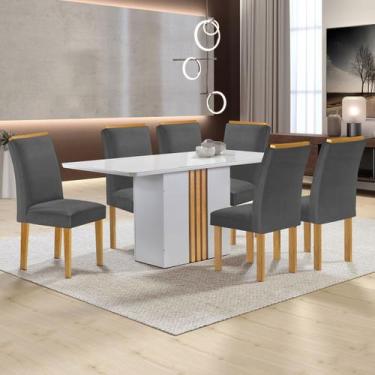 Imagem de Mesa de Jantar 6 Lugares Celeste Luisa com Vidro Off White/Cinamomo/Ci