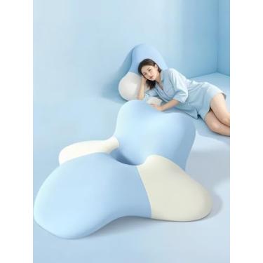 Imagem de Xiamenzcx Travesseiro ergonômico de pescoço para dormir – Almofada de espuma viscoelástica, perfeita para dormir de lado, ler na cama, suporte de laptop de mesa, jogos e uso de telefone – Alivia dores