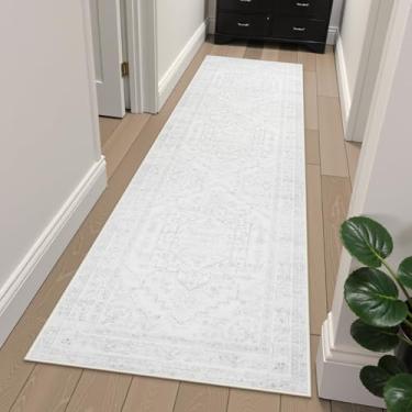 Imagem de Uphome Tapete de corredor de cozinha Boho, tapetes laváveis de corredor de 5 x 18 cm, antiderrapante, tapete de entrada moderno macio para corredor baixo, tapete sem queda para lavanderia, quarto