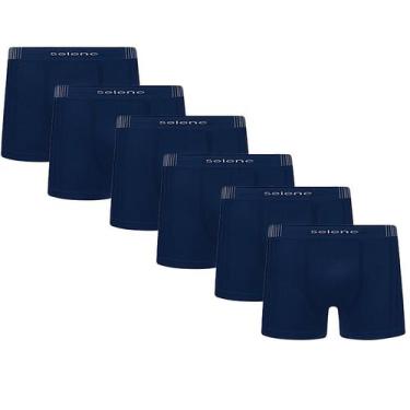Imagem de 6 Cuecas De Microfibra Boxer Box Selene Sem Costura Plus Size, Marinho
