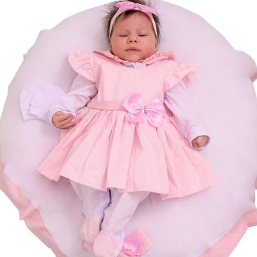 Imagem de Saída de Maternidade Menina Aconchego Maya Poá Rosa 05 Peças P - Amora