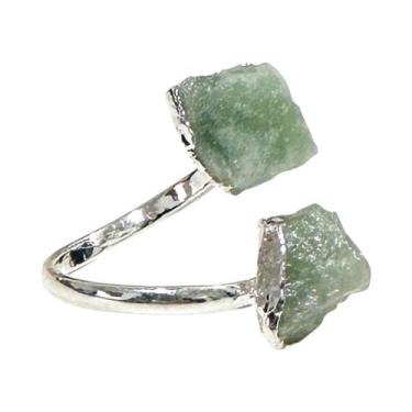 Imagem de Anel Pedra Natural Quartzo Verde Bruta - Ajustável - Equilíbrio Pedras