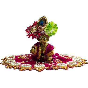 Imagem de AhaaMAG Vestido Ladoo Gopal | Tamanho: 3 | Conjunto de 1 | Cor: Marrom | Estilo: Pérola sofisticada | Moti | Padrão: Floral