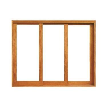 Imagem de Janela de Correr Panorâmica 3 Folhas Reta - Madeira Maciça - Angelim