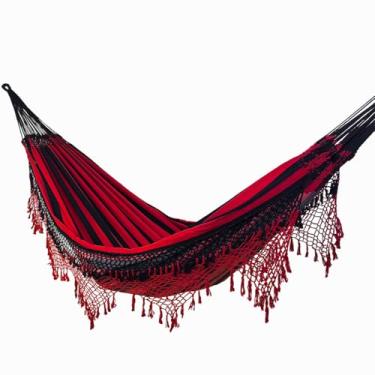 Imagem de Rede de Dormir e Descanso Duquesa Casal Extra 100% Algodão Jaguaruana. (Rubro Negro)