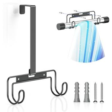 Imagem de Suporte para tábua de passar a ferro, suporte de parede de aço inoxidável sobre a porta, suporte de ferro para quartos de hotel, lavanderias domésticas, salas de serviço, armários (preto fosco)