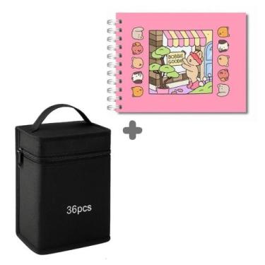 Imagem de 24/36/48/60 Cores Caneta Marcadora Kit Com Ponta Dupla - Mimi, Caderno