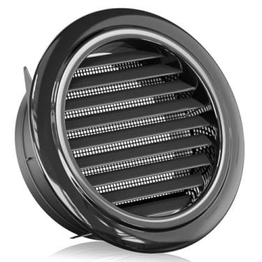 Imagem de HG Power Ventilação Soffit de 8 polegadas, capa de ventilação redonda preta com malha de tela embutida, saída de ar redonda ABS para exaustor, ventilador de duto em linha, banheiro, cozinha, uso de