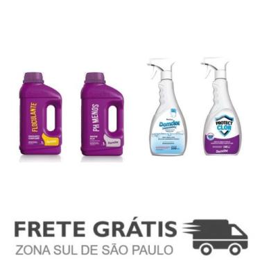 Imagem de Kit 4 Limpa Bordas, Floculante, Protect Clor, Redutor ph Dom - Domclor