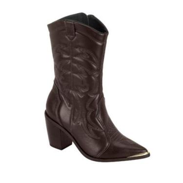 Imagem de Botas Cano Médio - Modare Moleca, Vizzano texana bico fino cacau, 37