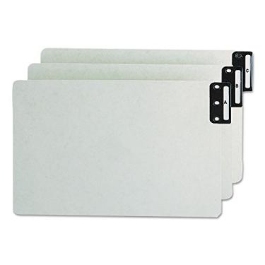 Imagem de Smead Guias de arquivo de prensagem de extremidade 100% recicladas, aba de metal vertical (A-Z), tamanho ofício extra amplo, cinza/verde, conjunto de 25 (63276)