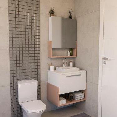 Imagem de Conjunto Gabinete E Armário Inspira Design 80cm Salmão