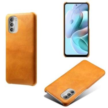 Imagem de Capa para MOTO G51,Proteção contra quedas,Casca de volta de cor sólida simples,Design de couro de imitação de plástico-Orange