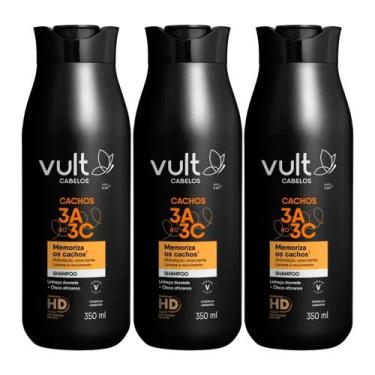 Imagem de Kit 3 Shampoo Cabelos Cacheados 3A 3B 3C Hidratação Cachos Vult 350ml