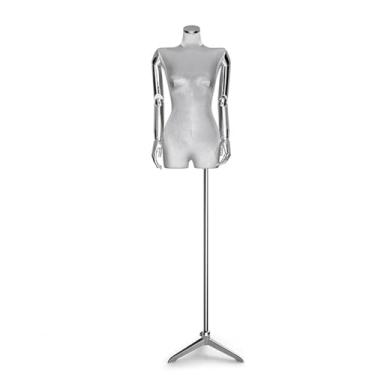 Imagem de Mannequin Manequins de varejo com suporte para corpo humano, altura ajustável de 66,92 polegadas, torso de manequim feminino com braço giratório(Gray)