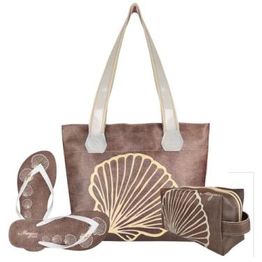 Imagem de Kit Feminino Praia Bolsa Chinelo Necessaire Magicc Kit-246 (Multicolorido, 33/34)