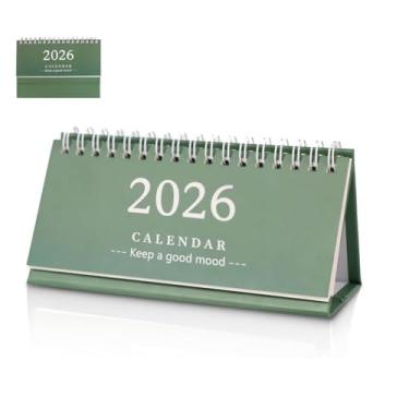 Imagem de Multibey Calendário de mesa pequeno 2025-2026, calendário vertical para mesa, julho de 2025 a dezembro de 2026, calendário mensal de 18 meses (verde)