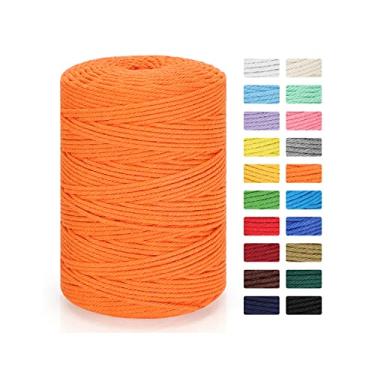 Imagem de Cordão de macramê 3 mm x 328 yd | Corda de macramê 100% algodão natural | 4 fios de algodão torcido para artesanato DIY cabides de plantas de tricô decoração de casamento, laranja