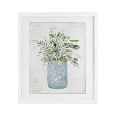 Imagem de Stupell Industries Sabonete de banho antigo feito à mão com impressão emoldurada branca sob vidro por Lettered and Lined, 40,6 x 33,5 cm