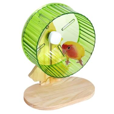 Imagem de CXYYXF Roda de exercício de papagaio super silenciosa com suporte, roda de corrida silenciosa de pássaros com suporte ajustável de altura para pombinhos, periquitos, conures, hamsters, pequenos