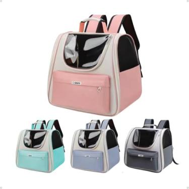 Imagem de Mochila de Transporte para Pets até 6 kg com Visão Panorâmica, Ventilação Superior, Bolso Frontal, Alças Acolchoadas (Rosa)